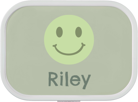 Mepal broodtrommel Campus met vrolijke groene smiley en naam