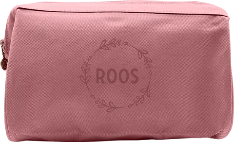 Toilettas met naam en takjeskrans