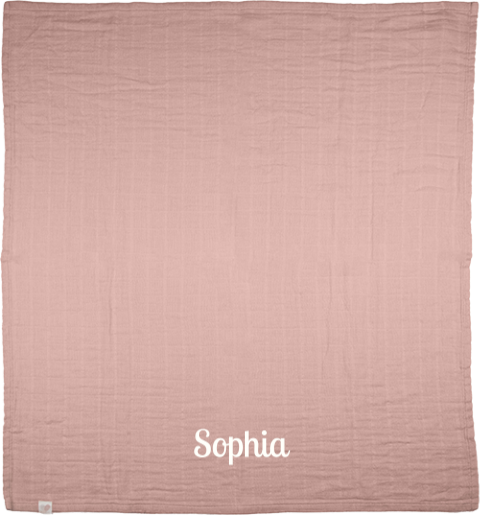 Hydrofiele doek oudroze met geborduurde naam meisje