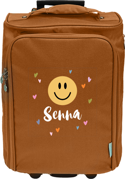 Trolley met naam, smiley en hartjes