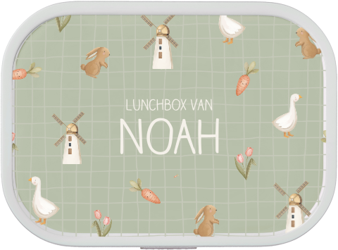 Mepal broodtrommel Campus met naam en boerderij thema