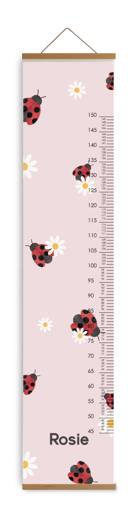 Groeimeter roze met bloemen en lieveheersbeestjes