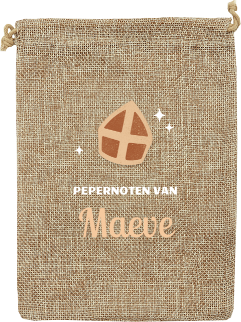 Jute pepernotenzakje met mijter en naam