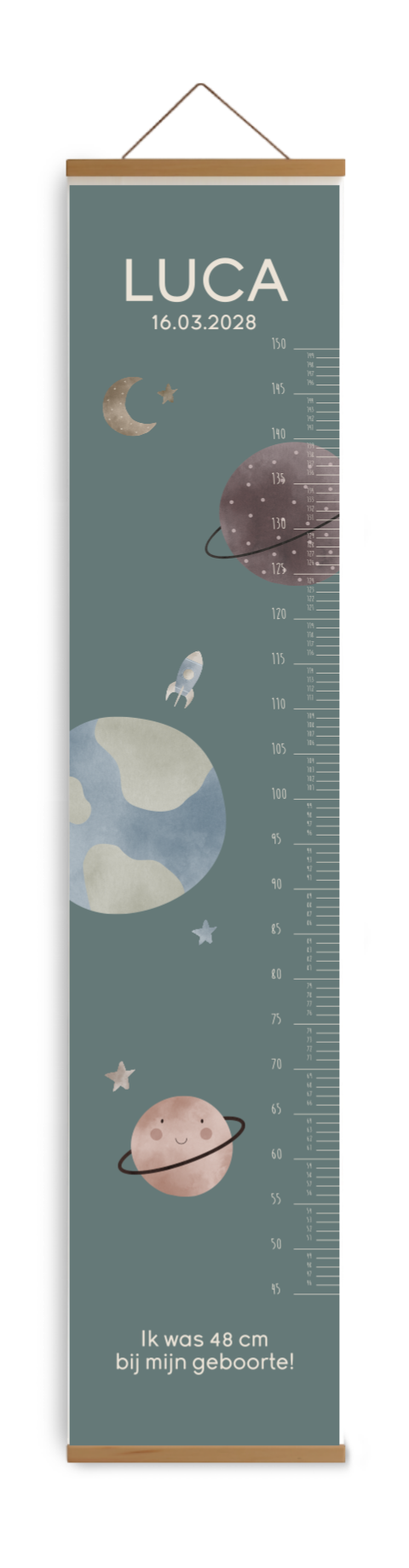 Vrolijke groeimeter met planeten