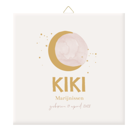 Lieve geboortetegel met maan, sterren en naam