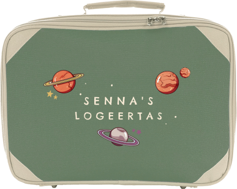 Stoer koffertje met planeten en naam