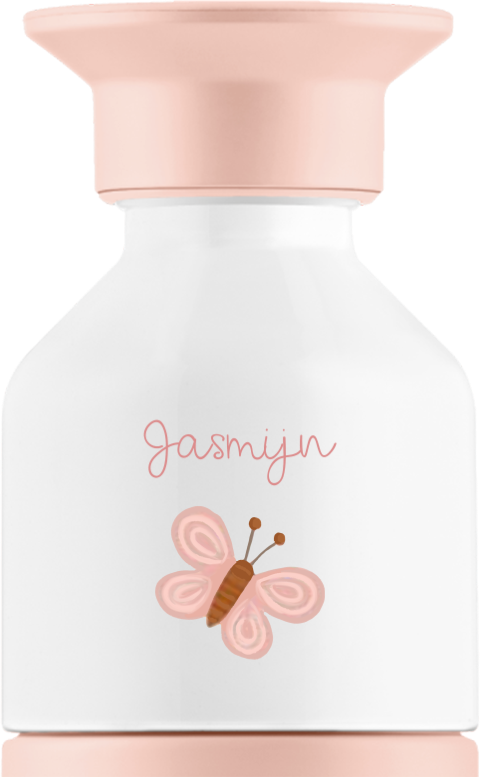 Dopper Thermosfles met naam en watercolor vlinder