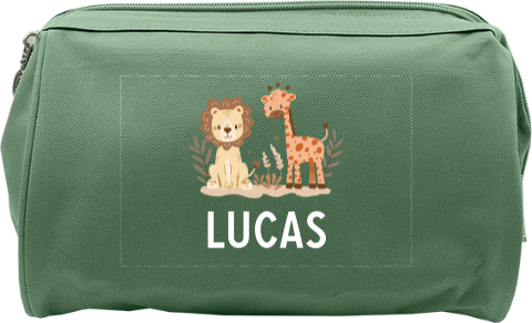 Toilettas met naam en jungledieren