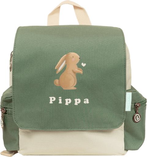 Lieve rugtas Adventure met konijntje en naam