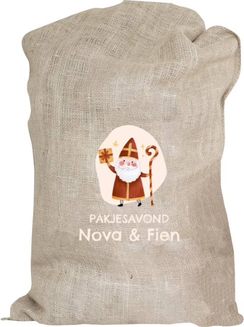 XL Sinterklaaszak met vrolijke illustratie van de sint - 60x100 cm