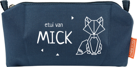 Stoere etui met geometrisch vosje en naam