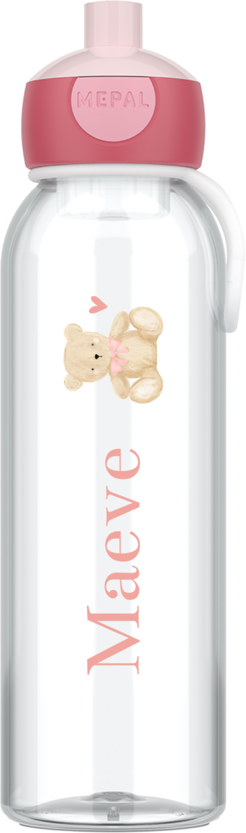 Mepal waterfles Campus met zittend beertje, hartje en naam