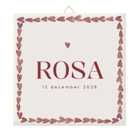 Hip geboortetegeltje met hartjes patroon