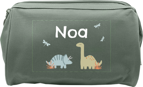 Toilettas met naam en dinosaurussen
