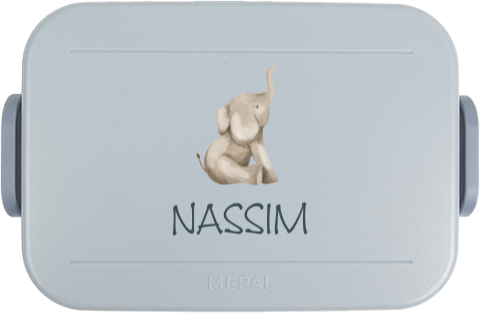 Mepal broodtrommel To Go met naam en watercolour olifant