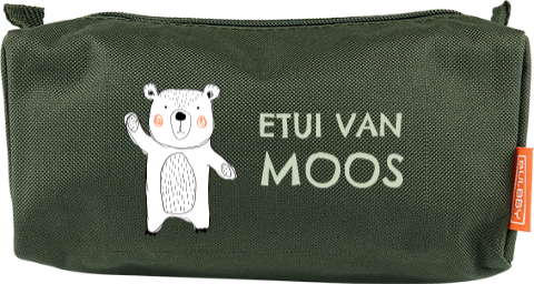 Avontuurlijke etui met tekening van beertje en naam