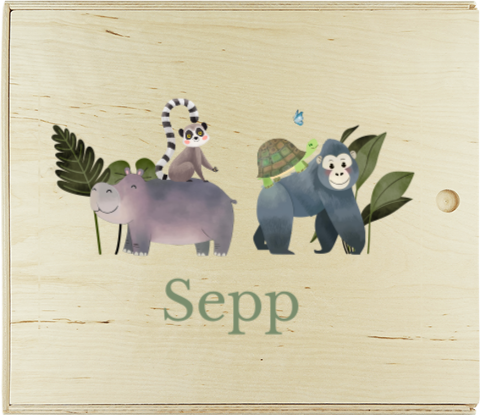 Speelgoedkist met jungledieren en naam