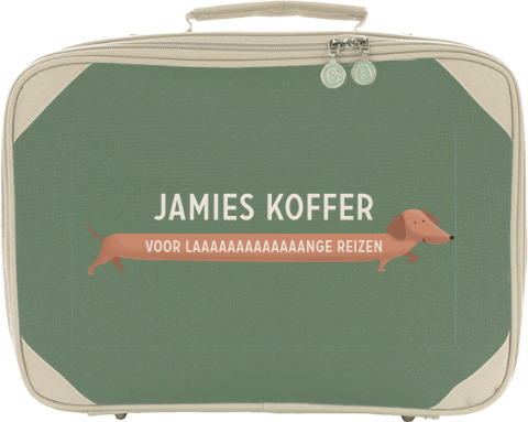 Koffer met naam en teckel