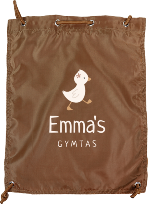 Gymtas lichtbruin met lief gansje en naam