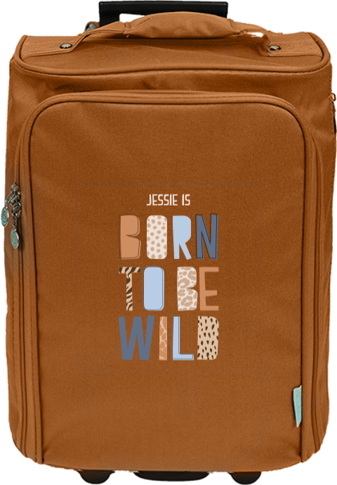 Reistrolley met naam en tekst in junglestijl