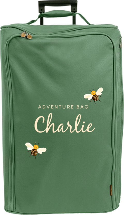 Lieve reistrolley met bijtjes en naam