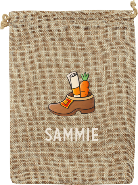 Jute pepernotenzakje met illustratie van schoen