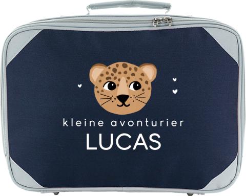 Koffer met naam en vrolijke panter