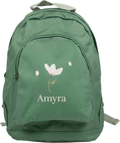 Rugtas Junior met naam bloem en vlinders