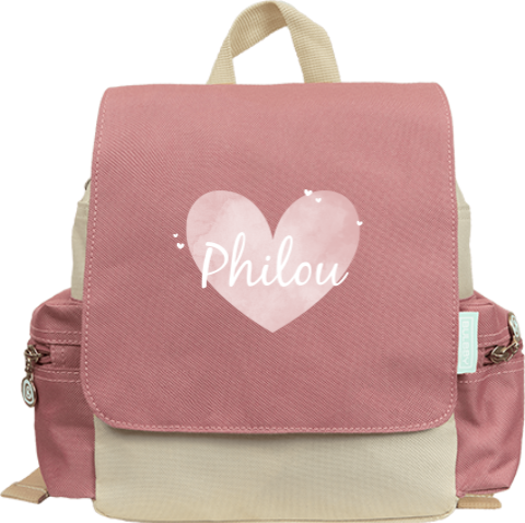 Rugtas Adventure met naam en watercolour hart