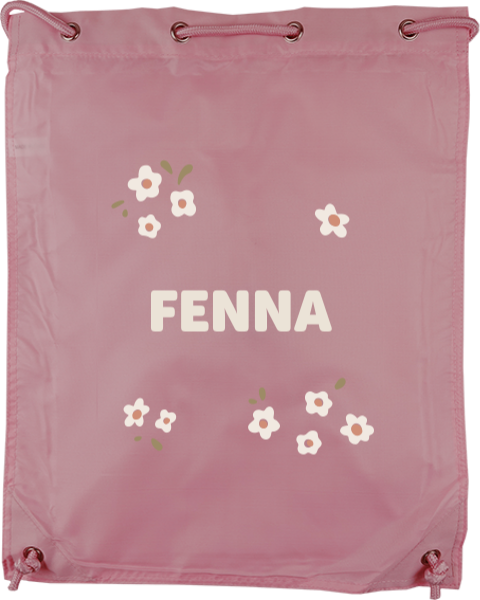 Gymtas met naam en witte bloemetjes