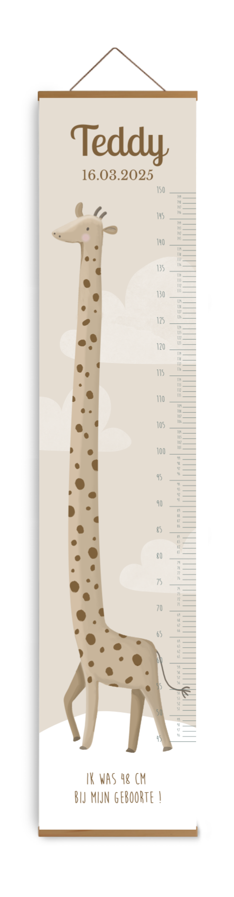 Lieve groeimeter met giraffe