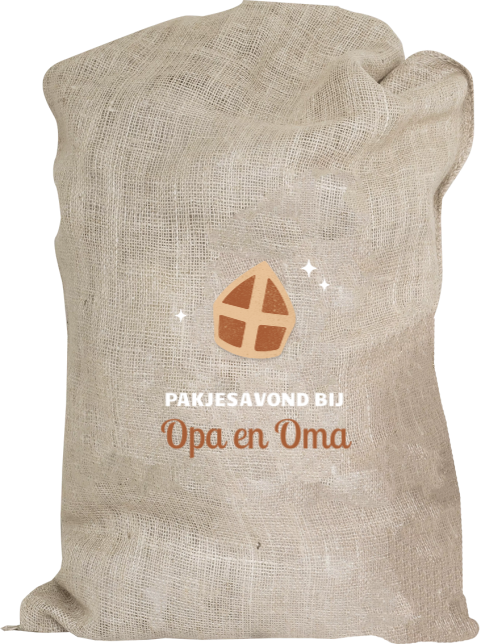 XL Jute Sinterklaaszak met mijter en sterretjes - 60x100 cm