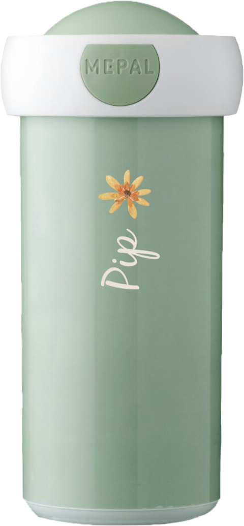 Mepal schoolbeker Campus met naam en droogbloemetje