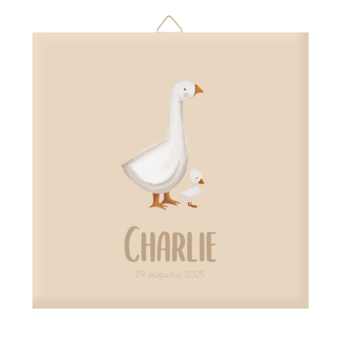 Geboortetegeltje met gansjes en naam