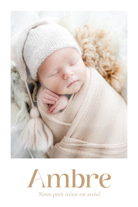 Faire-part de naissance dans style polaroid et teinte beige