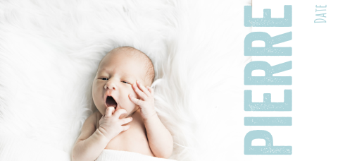 Faire-part de naissance avec photo et écriture bleue