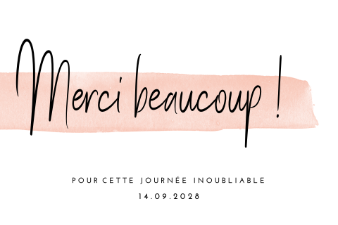 Carte de remerciement élégante avec traits aquarelle rose