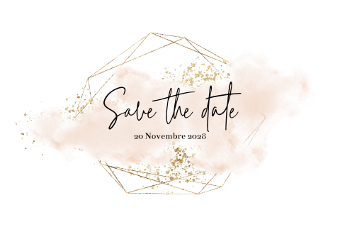 Save the date avec motif géométrique et dorures