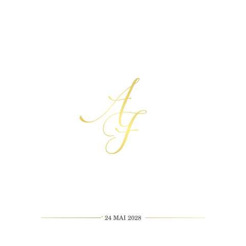 Faire-part de mariage classique avec initiales en dorure