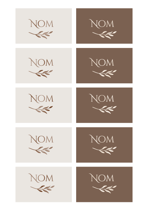 Marque-place classique en beige et marron