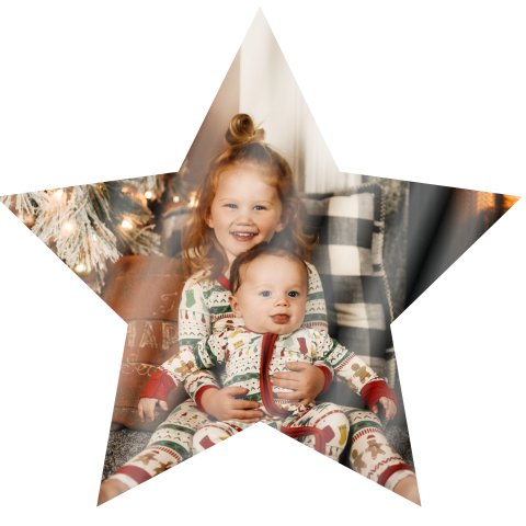 Carte de Noël en forme d'étoile avec une photo