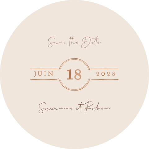 Save the date ronde avec date du mariage en vernis