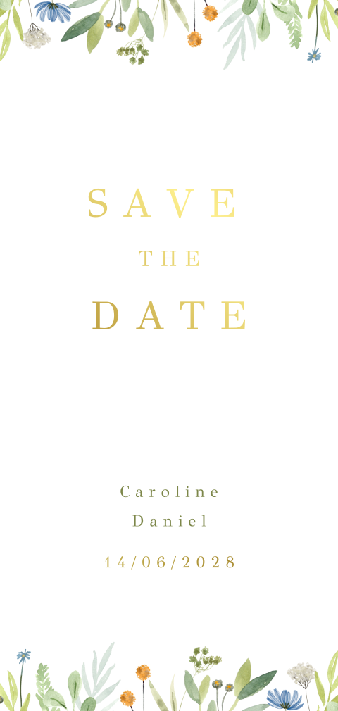 Save de date avec bordure de fleurs et dorure