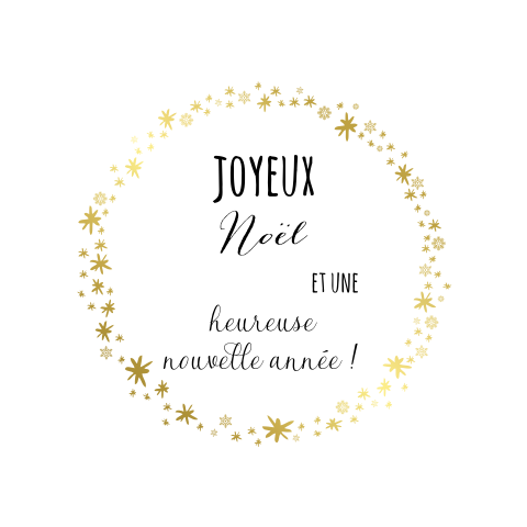 Carte de Noël avec un cercle d'étoiles dorées