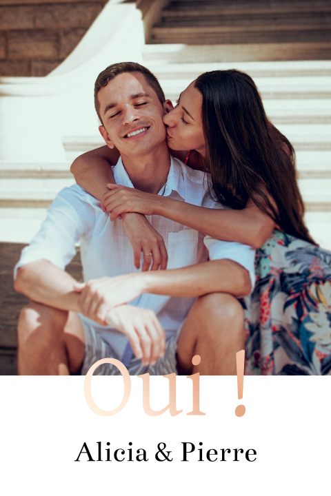 Faire-part de mariage avec dorure, format portrait double, à créer