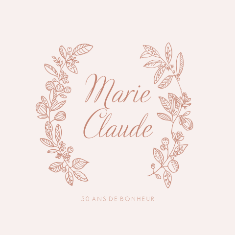 Carte d'anniversaire de mariage avec des branches de couleur cuivre