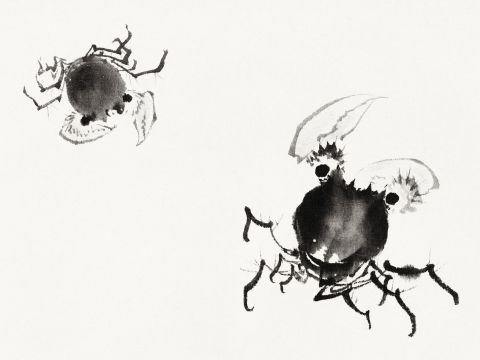 Affichez les crabes japonais de Katsushika Hokusai