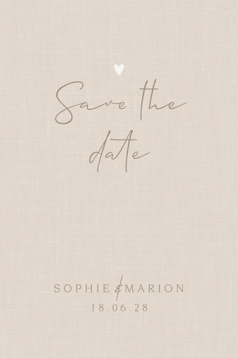 Carte save the date dans des tons beiges
