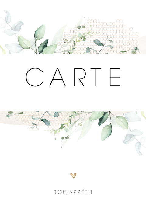 Menu élégant avec des branches et de l'aquarelle