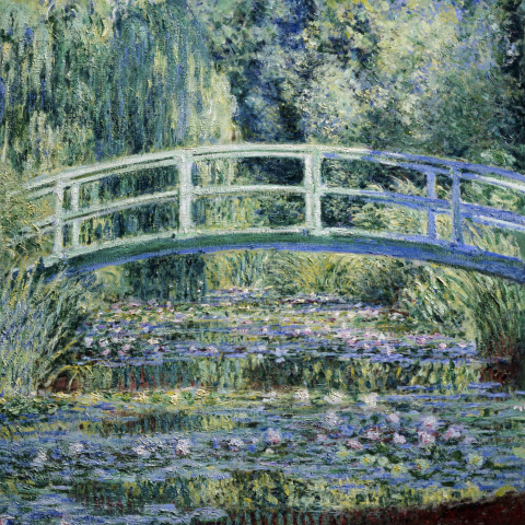 Affichez le tableau "Étang de nymphéas et pont japonais" de Claude Monet.